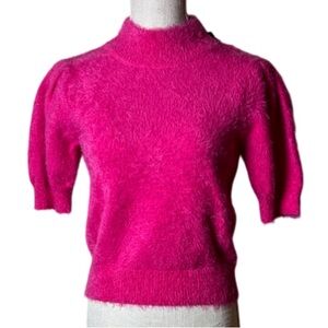 bobi BLACK NWT Fuchsia Short Sleeve Fuzzy Sweater - XS